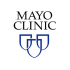 Logo of Mayo Clinic with three blue shields and text.